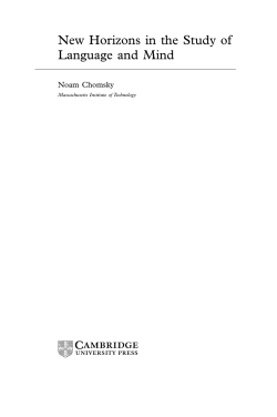 New Horizons in the Study of Language and Mind