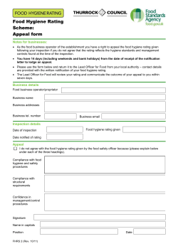 Food Hygiene Rating Scheme: Appeal form