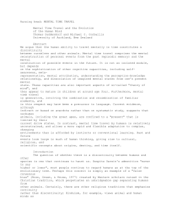 Running head: MENTAL TIME TRAVEL Mental Time Travel and the