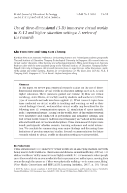 (3-D) immersive virtual worlds in K-12 and