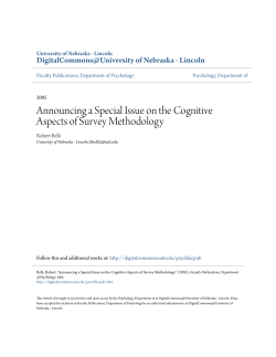 Announcing a Special Issue on the Cognitive Aspects of Survey