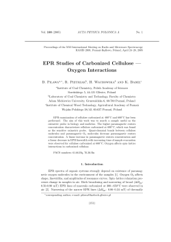 EPR Studies of Carbonized Cellulose &mdash; Oxygen Interactions