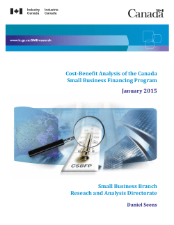 Cost-Benefit Analysis of the Canada Small Business Financing