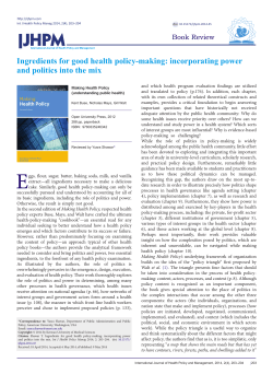 Ingredients for good health policy-making