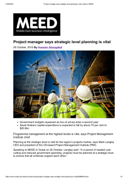Project manager says strategic level planning is vital
