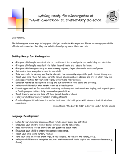 Getting Ready for Kindergarten - David Cameron | Elementary School
