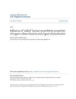 "added" lactose on probiotic properties of yogurt culture bacteria and