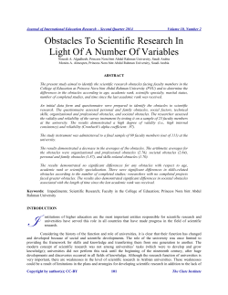 Obstacles To Scientific Research In Light Of A Number Of Variables