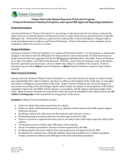 Protocol Violation - Tulane University