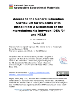 Access to the General Educational Curriculum for Students with