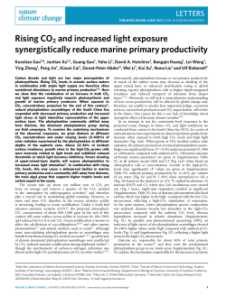 Rising CO2 and increased light exposure synergistically reduce
