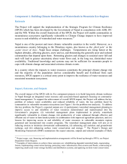 Component 1: Building Climate Resilience of Watersheds in