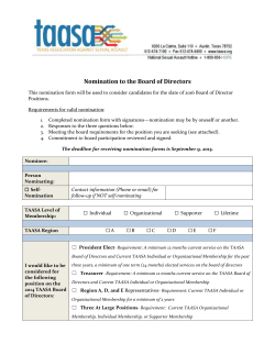 2016 TAASA Board Application - Texas Association Against Sexual