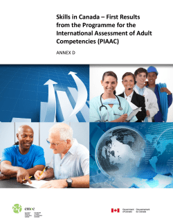 Skills in Canada &ndash; First Results from the Programme for the