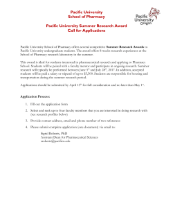 Pacific University School of Pharmacy Pacific University Summer