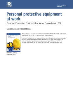 Personal Protective Equipment at Work (Second edition). Personal