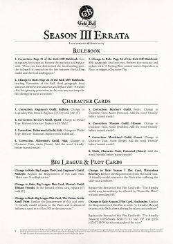 Season III Errata