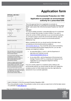 Application to surrender an environmental authority for a prescribed