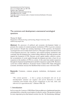 The commons and development: unanswered sociological