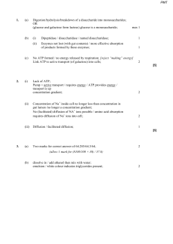 1. (a) Digestion/hydrolysis/breakdown of a disaccharide into