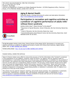Participation in recreation and cognitive activities as a predictor of