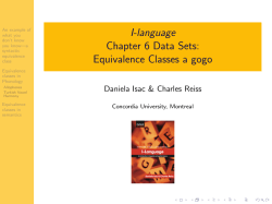 I-language Chapter 6 Data Sets: Equivalence Classes a gogo