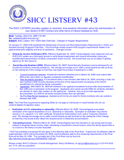 HUD`s New Final Rule - Changes in Program Requirements