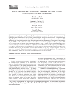 Gender Similarities and Differences in Correctional Staff Work