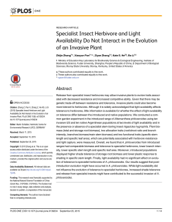 Specialist Insect Herbivore and Light Availability Do Not