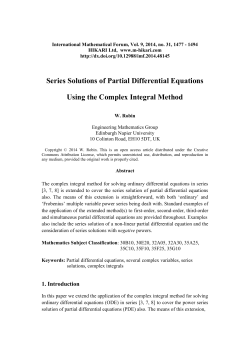 Series Solutions of Partial Differential Equations Using the Complex