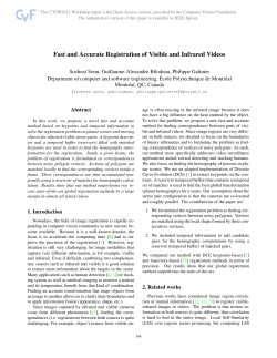 Fast and Accurate Registration of Visible and Infrared Videos