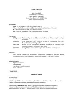 CURRICULUM VITAE J.V. Meenakshi Department of Economics