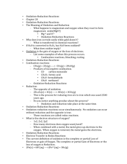 Oxidation-Reduction Reactions Chapter 20 Oxidation
