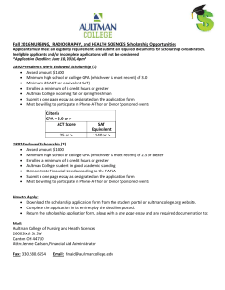 Fall 2016 NURSING, RADIOGRAPHY, and HEALTH SCIENCES
