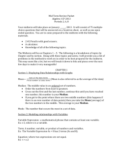 Mid Term Review Packet Algebra I CP 2013 Periods 2, 6, 8 Your