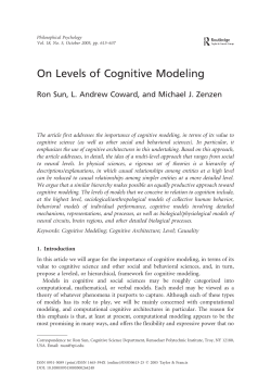 On Levels of Cognitive Modeling