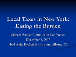 Overview of Draft Paper: Local Taxes in New York