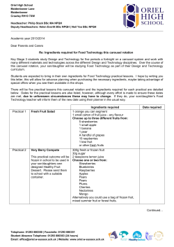 Ingredients required for Food Technology this