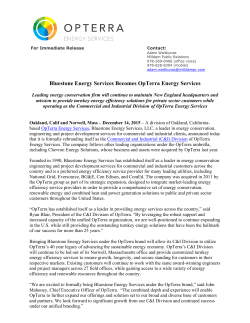 Bluestone Energy Services Becomes OpTerra Energy Services