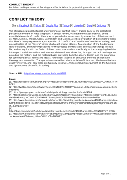 conflict theory - Department of Sociology and Social Work