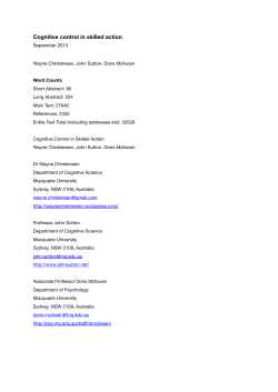 Cognitive control in skilled action BBS