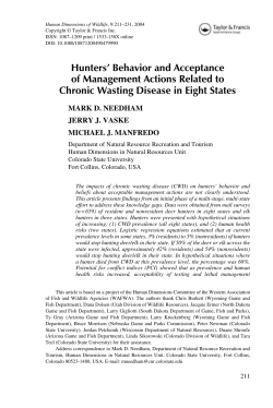 Hunters` Behavior and Acceptance of Management Actions Related