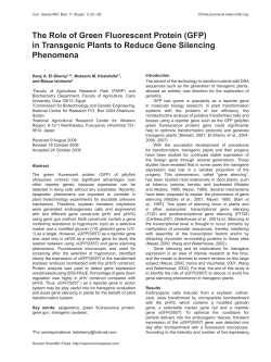 The Role of Green Fluorescent Protein (GFP) in Transgenic Plants to