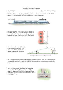 MENG233: RIGID BODY DYNAMICS HOMEWORK #1 DUE DATE