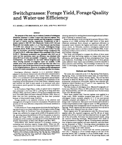 Switchgrasses: Forage Yield, Forage Quality and Water