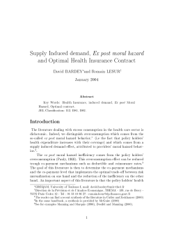 Supply Induced demand, Ex post moral hazard and Optimal Health