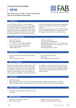 1.0 &mu;m Process Family: - X-Fab