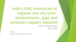 India`s GHG inventories at regional and city level: Achievements