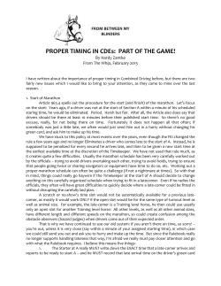 PROPER TIMING IN CDEs: PART OF THE GAME!