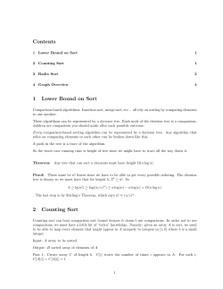 Contents 1 Lower Bound on Sort 2 Counting Sort